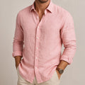 Men's Casual Linen-Blend Shirt with Button-Front Closure