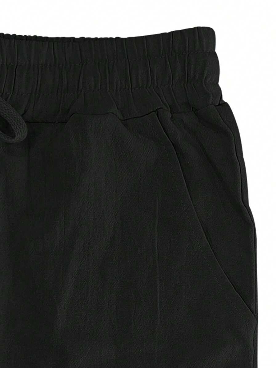 Men's Linen Casual Pants with Adjustable Drawstring Waist and Handy Slant Pockets