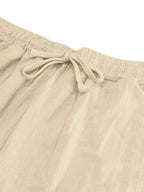 Men's Linen Casual Pants with Adjustable Drawstring Waist and Handy Slant Pockets