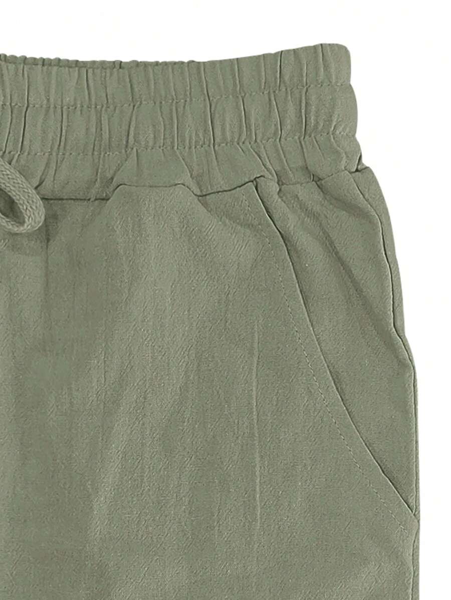 Men's Linen Casual Pants with Adjustable Drawstring Waist and Handy Slant Pockets