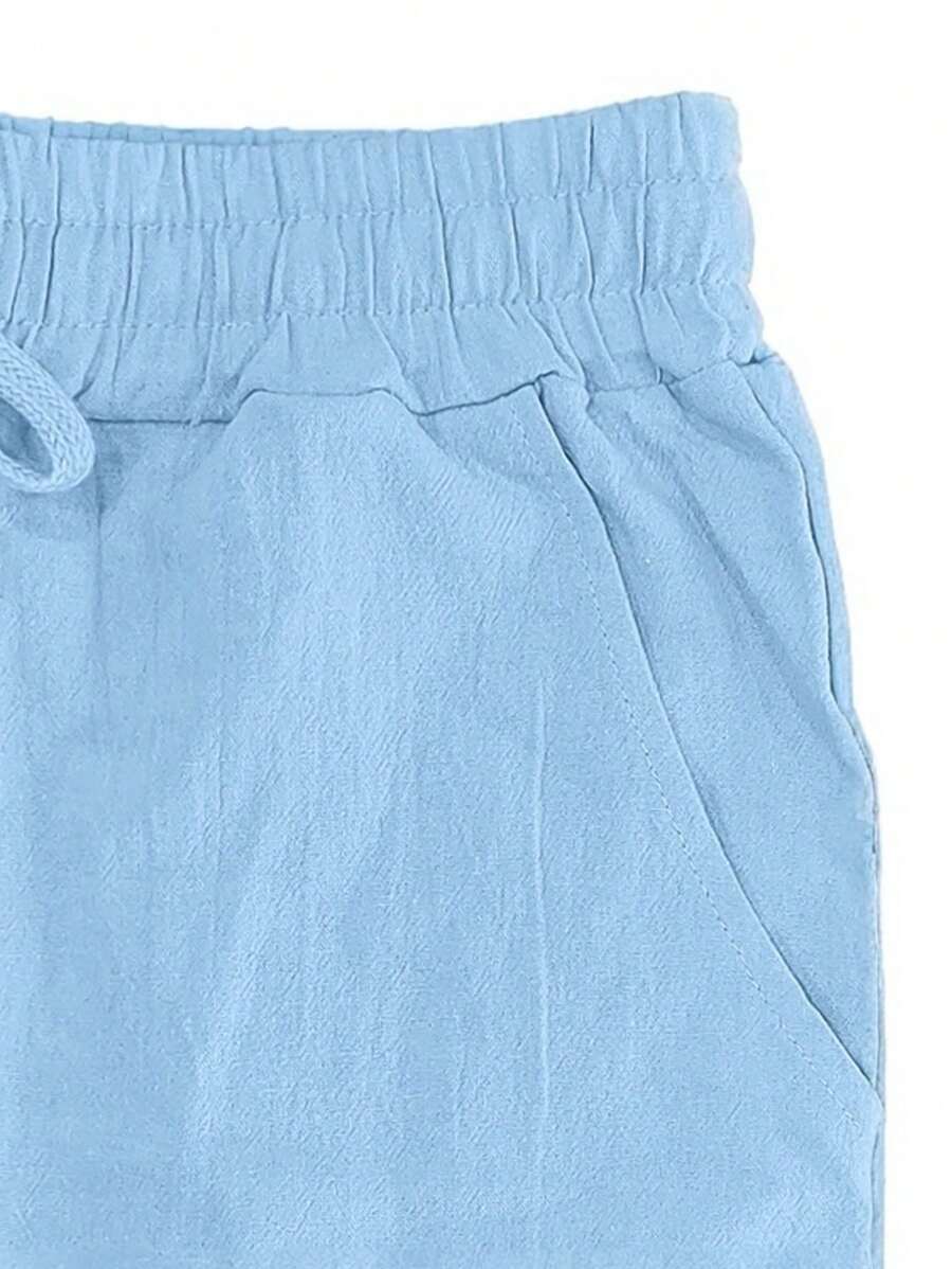 Men's Linen Casual Pants with Adjustable Drawstring Waist and Handy Slant Pockets