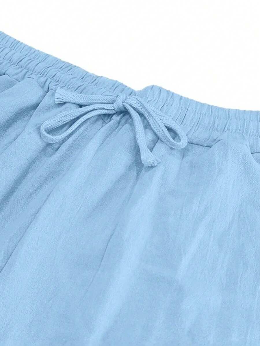 Men's Linen Casual Pants with Adjustable Drawstring Waist and Handy Slant Pockets