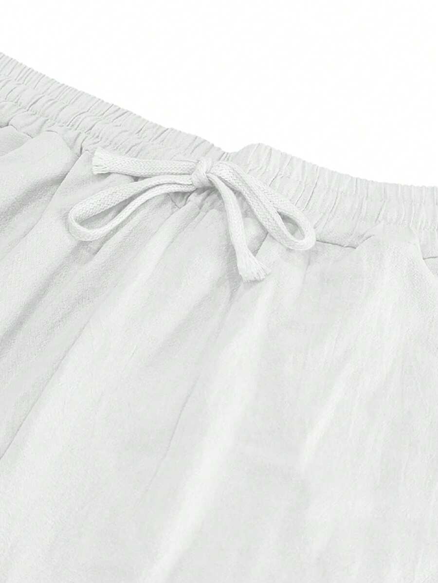 Men's Linen Casual Pants with Adjustable Drawstring Waist and Handy Slant Pockets