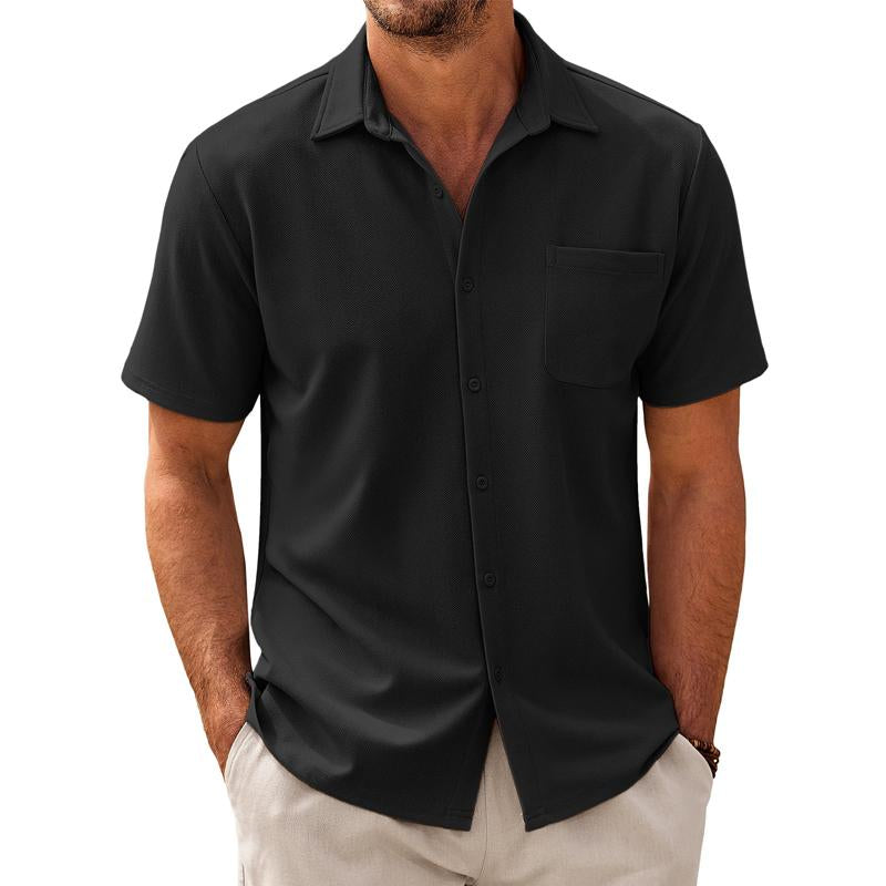 Men's Casual Camp-Collar Short-Sleeve Shirt