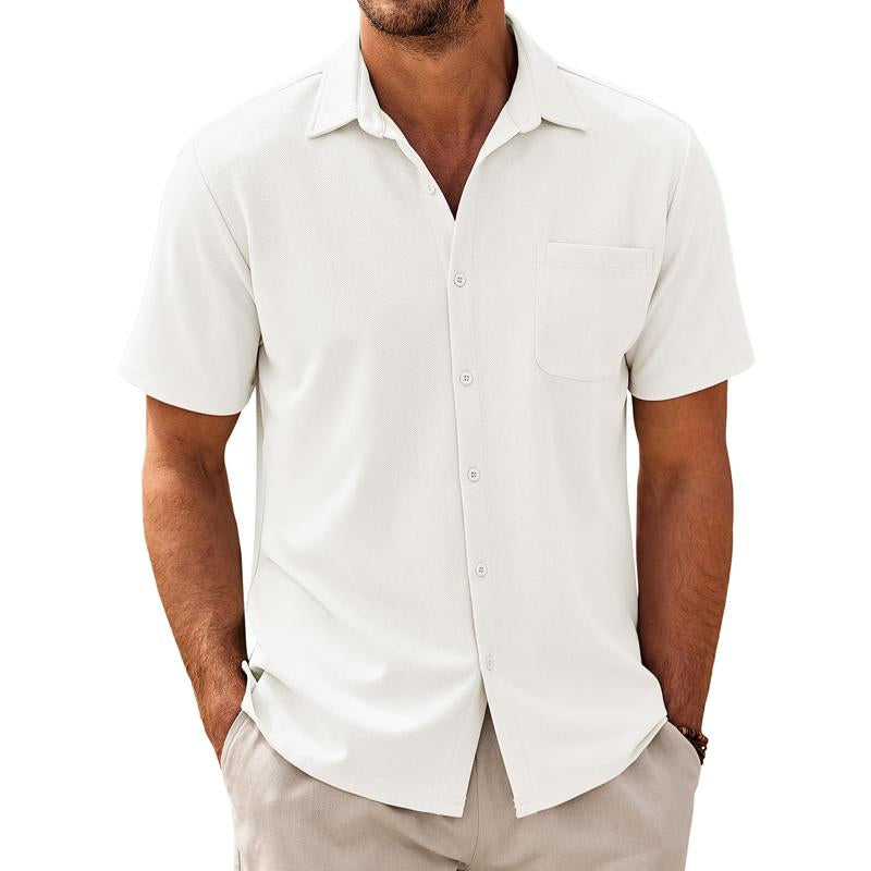 Men's Casual Camp-Collar Short-Sleeve Shirt