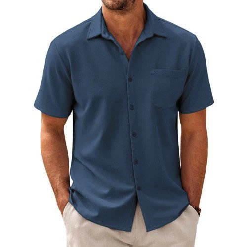 Men's Casual Camp-Collar Short-Sleeve Shirt