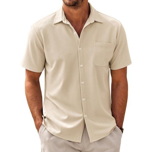 Men's Casual Camp-Collar Short-Sleeve Shirt