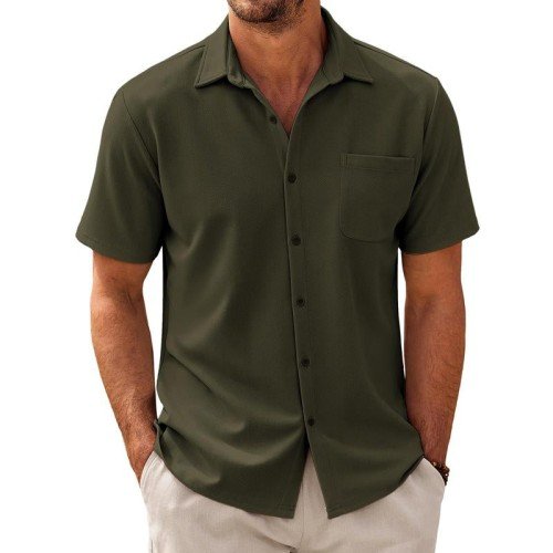 Men's Casual Camp-Collar Short-Sleeve Shirt