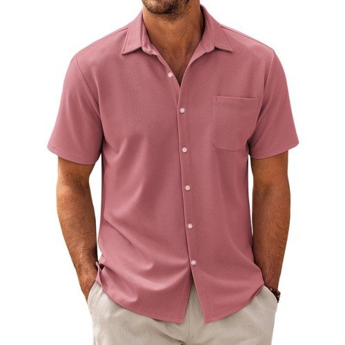 Men's Casual Camp-Collar Short-Sleeve Shirt