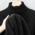 Men's Classic Knit Turtleneck Sweater with Ribbed Neck and Hem - Timeless Comfort