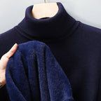Men's Classic Knit Turtleneck Sweater with Ribbed Neck and Hem - Timeless Comfort