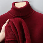 Men's Classic Knit Turtleneck Sweater with Ribbed Neck and Hem - Timeless Comfort
