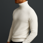 Men's Classic Knit Turtleneck Sweater with Ribbed Neck and Hem - Timeless Comfort