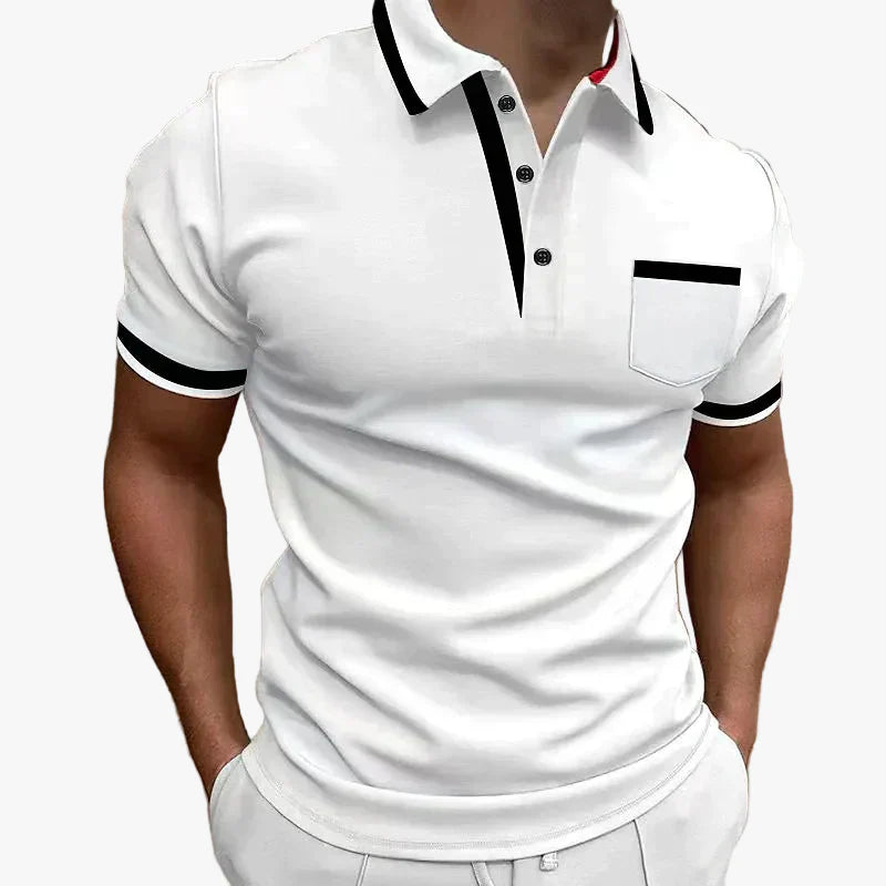 Essential Men's Knit Polo Shirt with Button-Front Placket and Chest Pocket