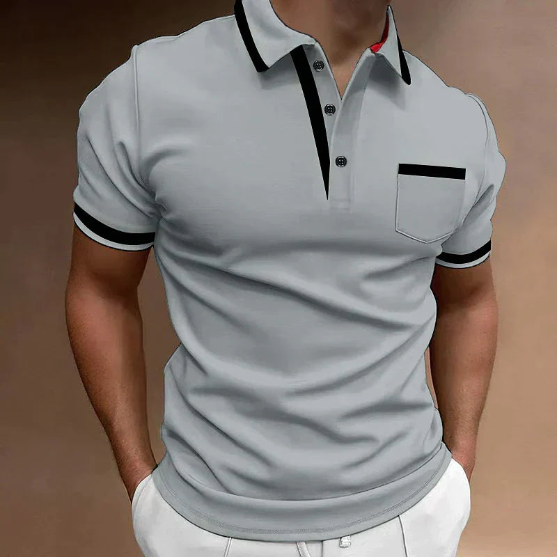 Essential Men's Knit Polo Shirt with Button-Front Placket and Chest Pocket