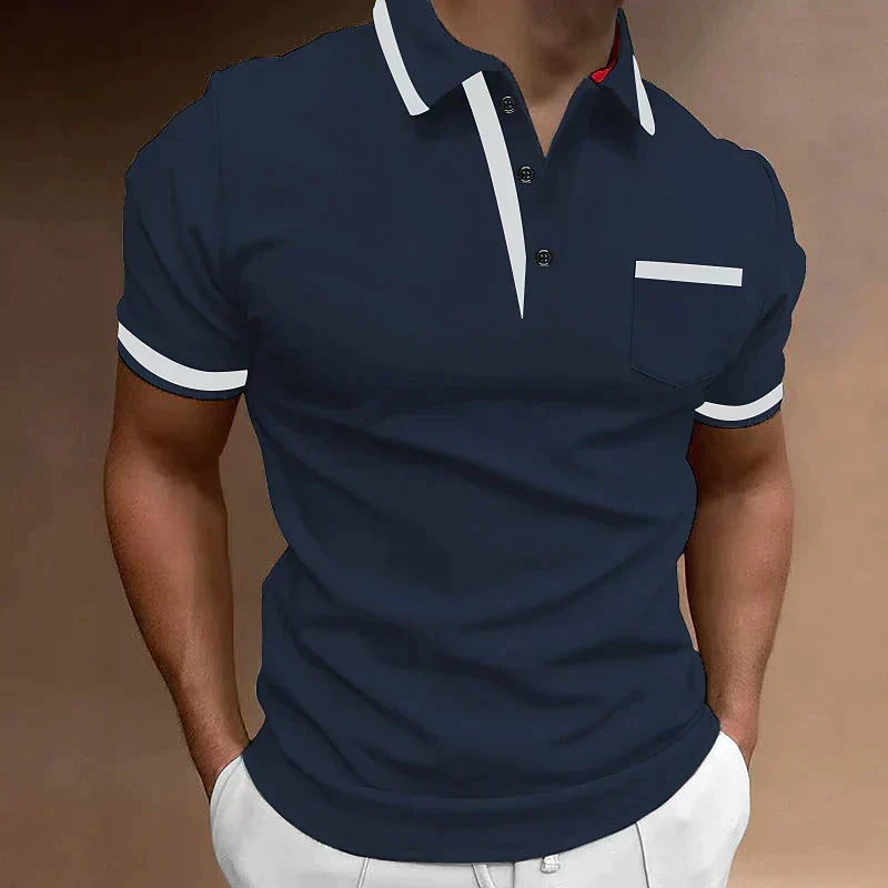 Essential Men's Knit Polo Shirt with Button-Front Placket and Chest Pocket