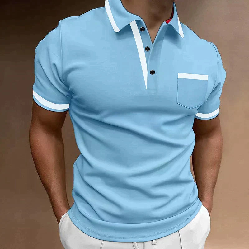 Essential Men's Knit Polo Shirt with Button-Front Placket and Chest Pocket