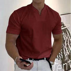 Men's Knit Polo Shirt with Notch Collar and Front Chest Pocket