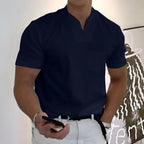 Men's Knit Polo Shirt with Notch Collar and Front Chest Pocket
