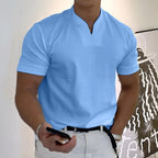 Men's Knit Polo Shirt with Notch Collar and Front Chest Pocket