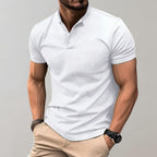 Men's Knit Polo Shirt with Three-Button Placket and Stand Collar - Classic Smart-Casual Essential
