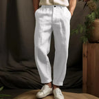 Men's Linen-Blend Pants with Adjustable Drawstring Waist and Convenient Side Pockets