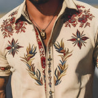 Men's Western-Style Embroidered Short-Sleeve Shirt