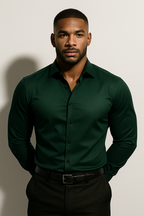Men's Woven Dress Shirt with Sharp Point Collar and Button Cuffs