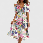 Floral V-Neck Midi Dress – Effortless Everyday Elegance