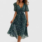 Floral V-Neck Midi Dress – Effortless Everyday Elegance