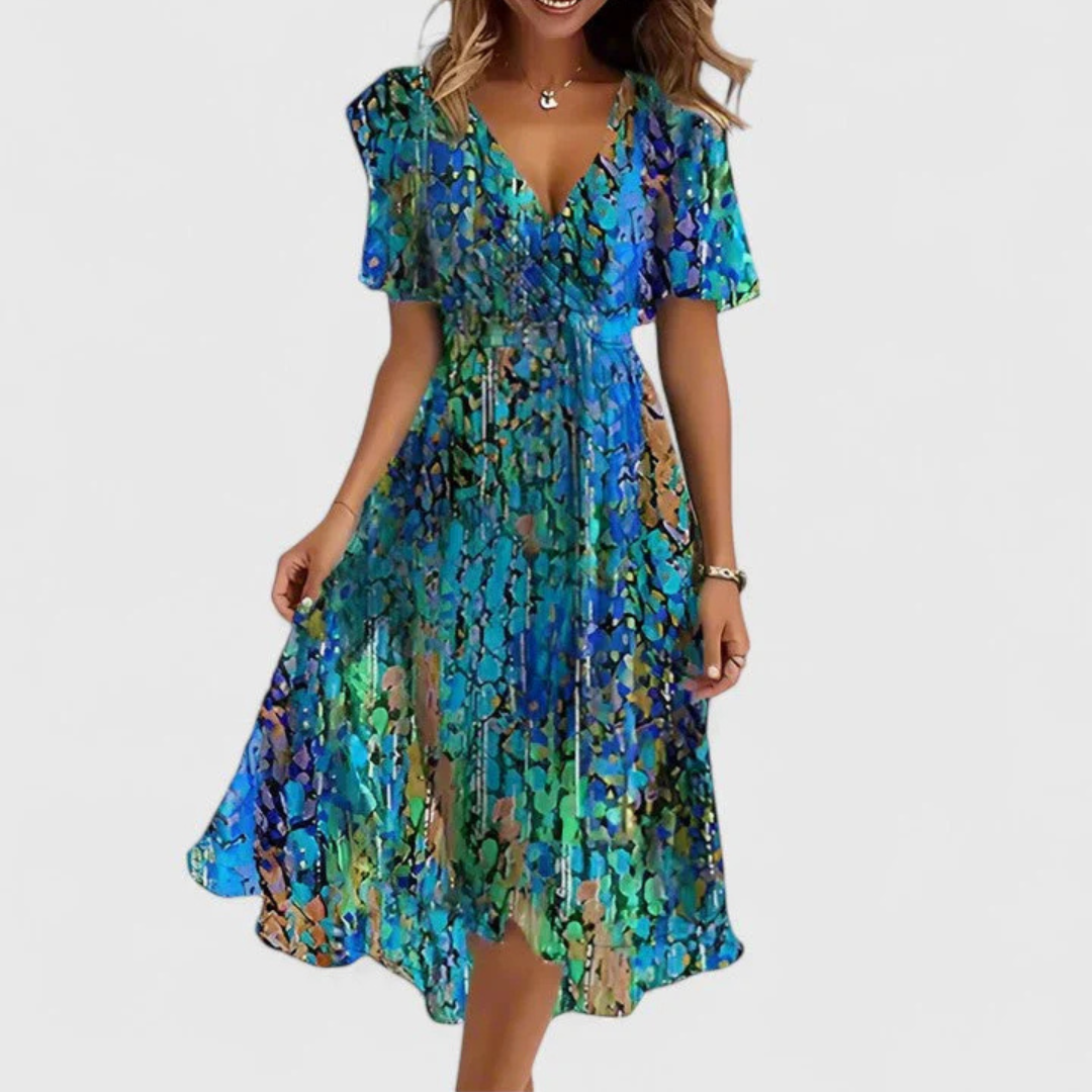 Floral V-Neck Midi Dress – Effortless Everyday Elegance