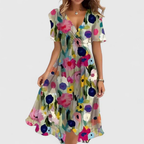 Floral V-Neck Midi Dress – Effortless Everyday Elegance