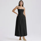 Arvelle Pleated Strapless Midi Gowns for Wedding Guests