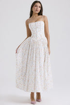 Arvelle Pleated Strapless Midi Gowns for Wedding Guests