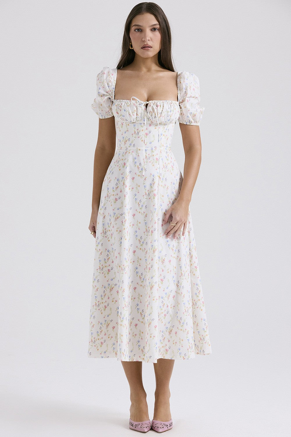 Arvelle Pleated Strapless Midi Gowns for Wedding Guests