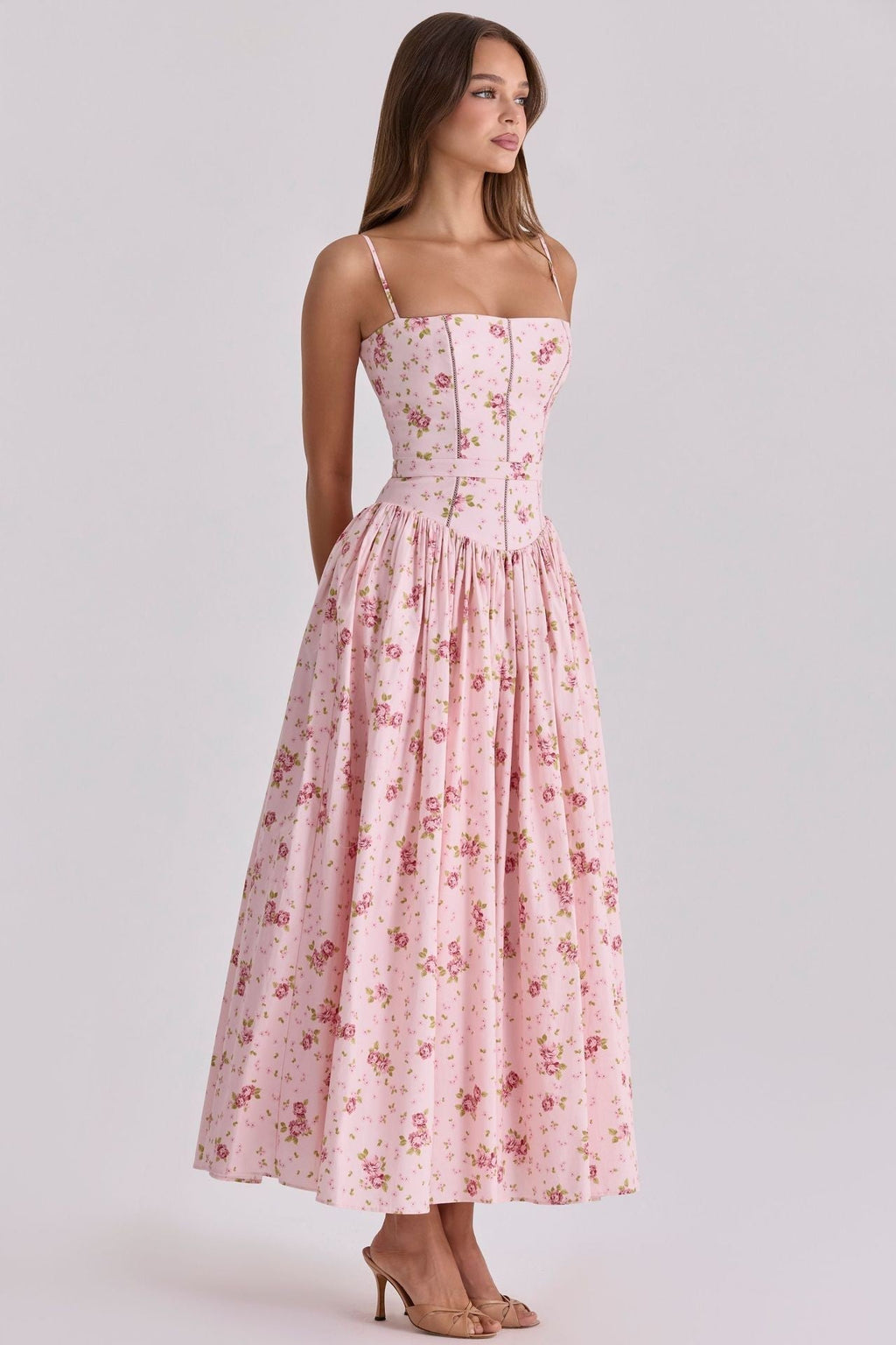 Arvelle Pleated Strapless Midi Gowns for Wedding Guests