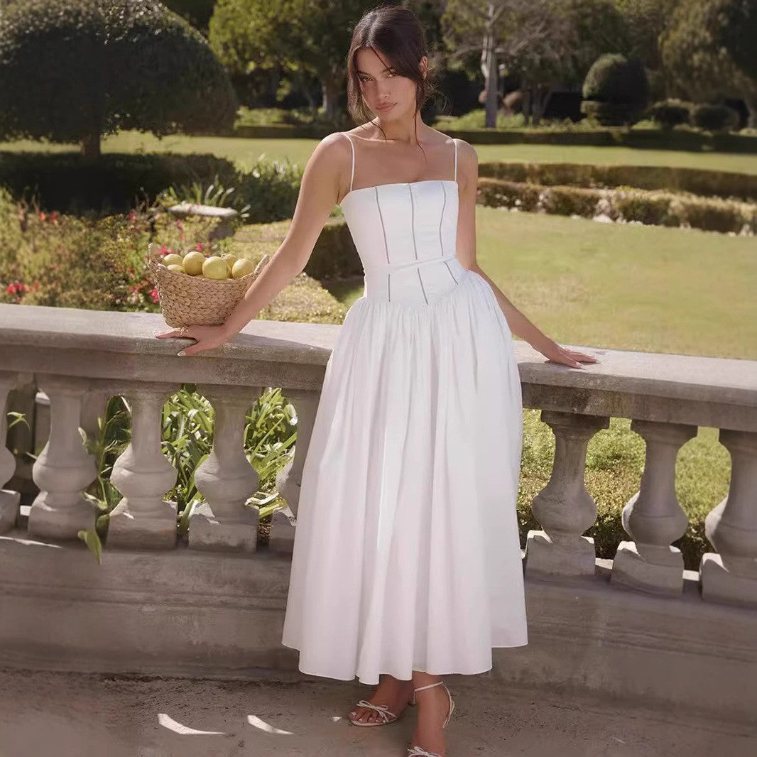 Arvelle Pleated Strapless Midi Gowns for Wedding Guests