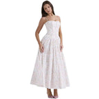 Arvelle Pleated Strapless Midi Gowns for Wedding Guests