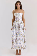 Arvelle Pleated Strapless Midi Gowns for Wedding Guests