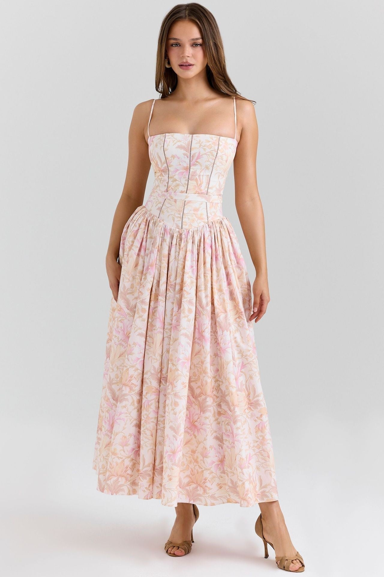 Arvelle Pleated Strapless Midi Gowns for Wedding Guests