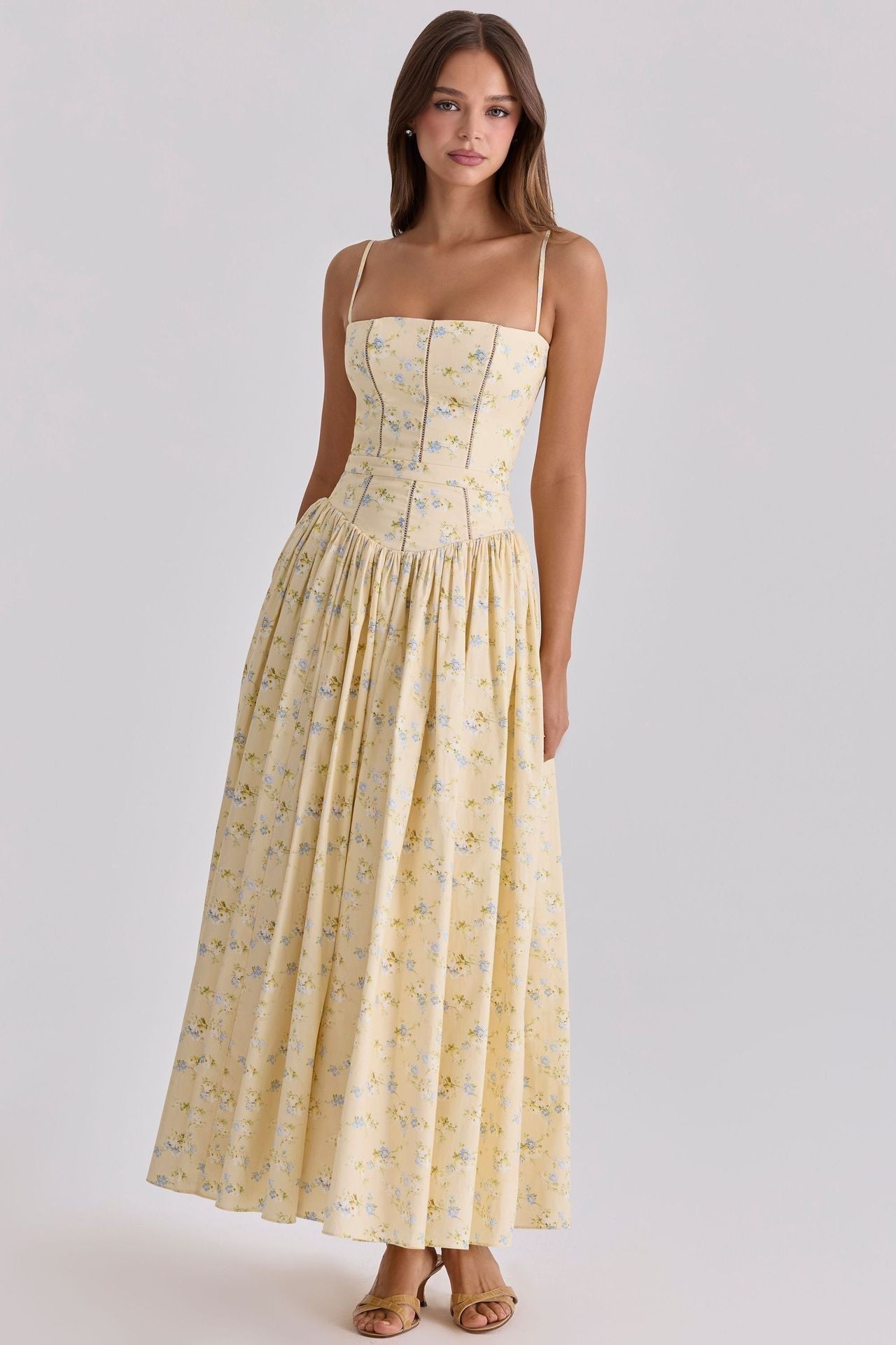 Arvelle Pleated Strapless Midi Gowns for Wedding Guests