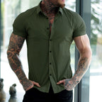 Muscle Fit Short Sleeve Shirt Featuring Smart Contrast Detailing