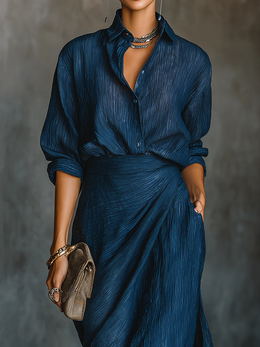 Pandora | Sophisticated Draped Two-Piece Set for Effortless Elegance