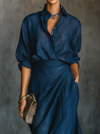 Pandora | Sophisticated Draped Two-Piece Set for Effortless Elegance