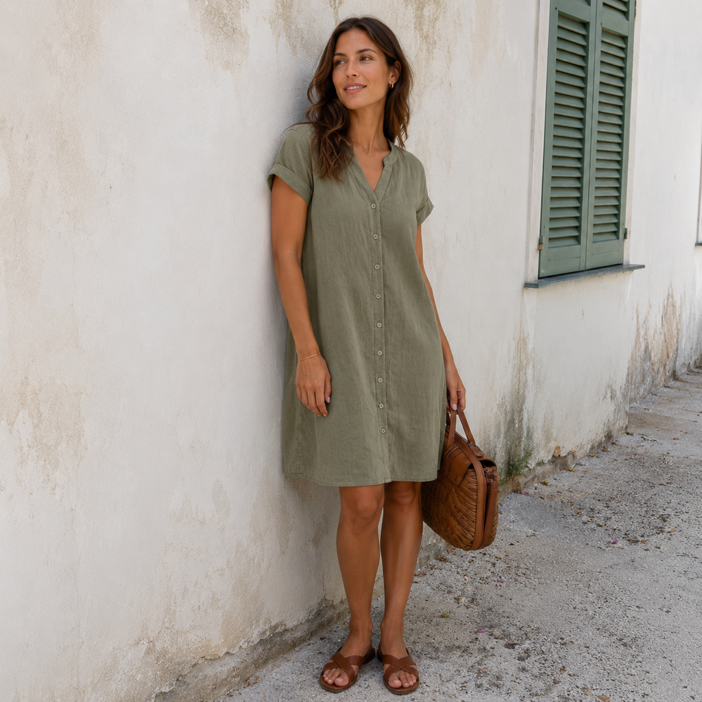 Tess | Linen Shirt Dress - Elegant and Comfortable for Women - Chic and Versatile Style