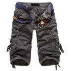 Rugged Utility Cargo Shorts with Belt and Flap Pockets