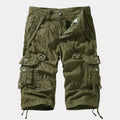 Rugged Utility Cargo Shorts with Belt and Flap Pockets