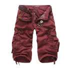 Rugged Utility Cargo Shorts with Belt and Flap Pockets
