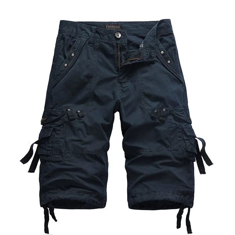 Rugged Utility Cargo Shorts with Belt and Flap Pockets