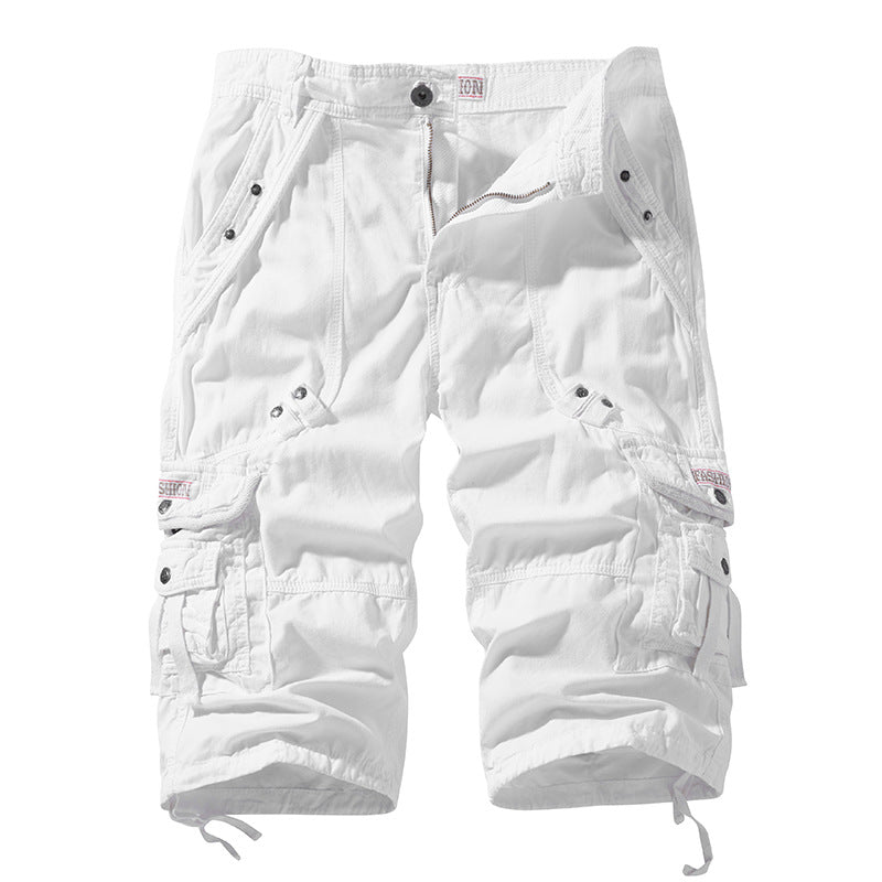 Rugged Utility Cargo Shorts with Belt and Flap Pockets